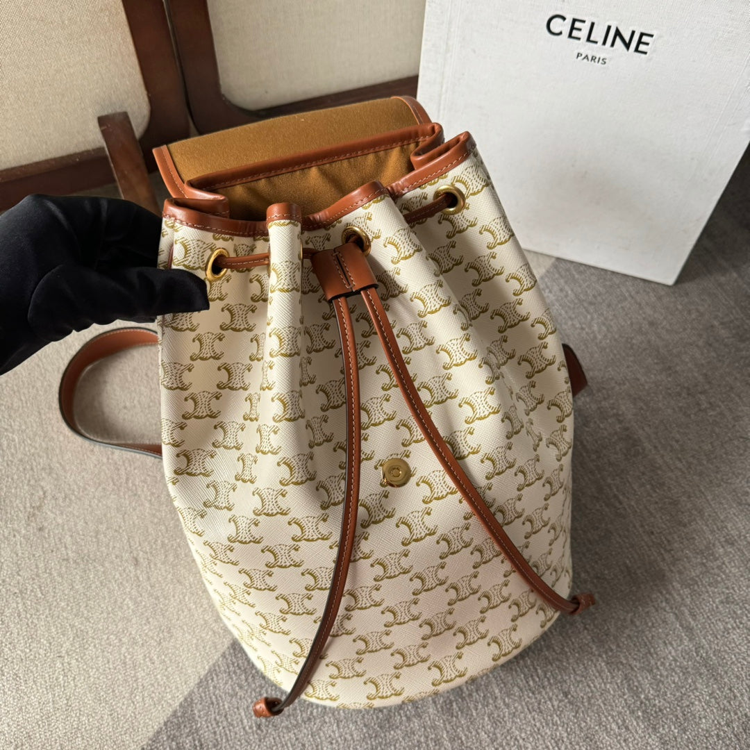 Celine Teen Clara Bag in Triomphe Canvas and calfskin
