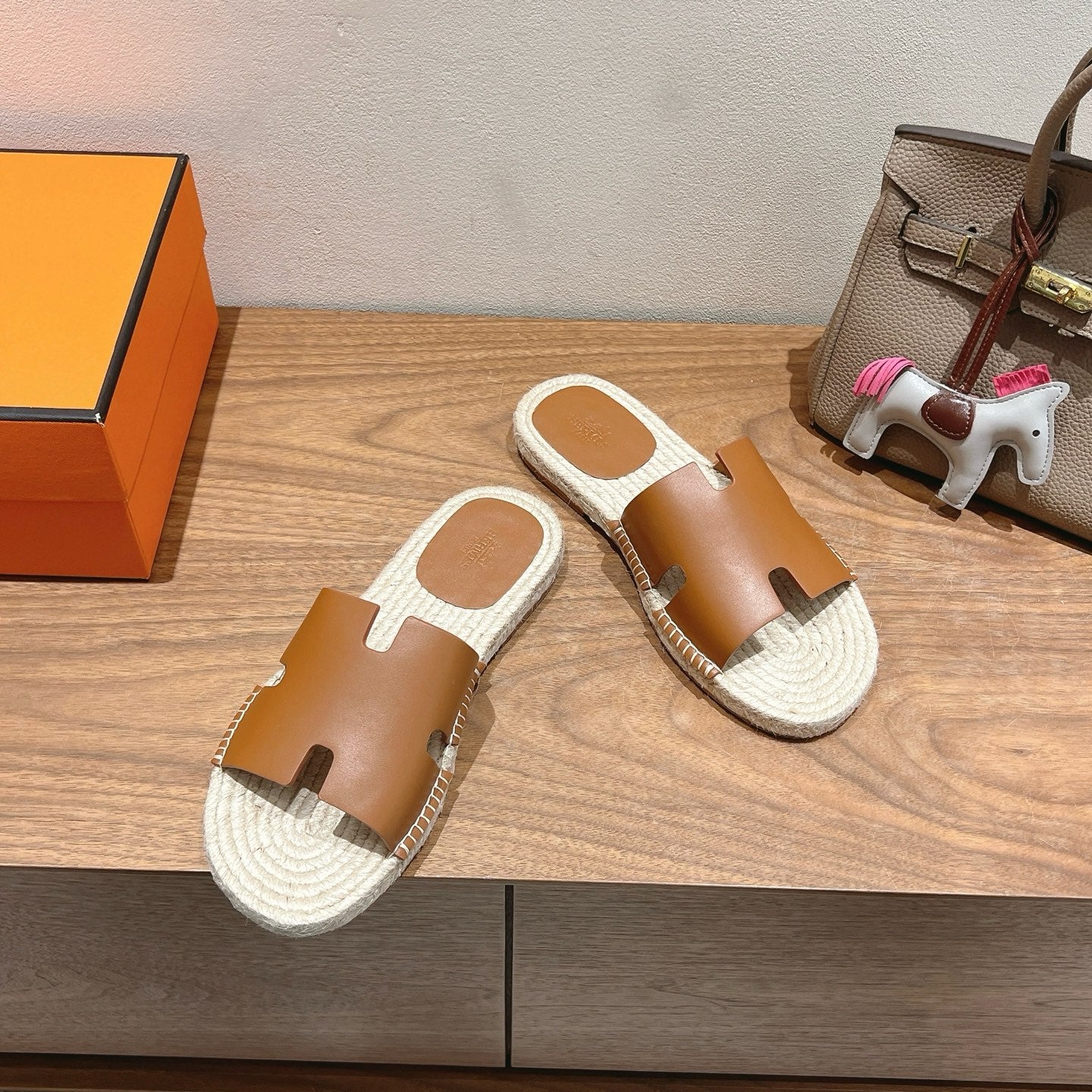Hermes Elegant Calfskin Espadrille Sliders