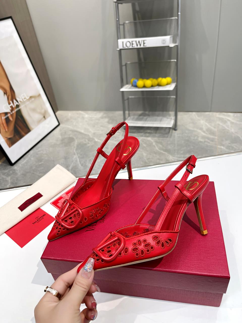 Valentino Rose Luxe Slingback Heels