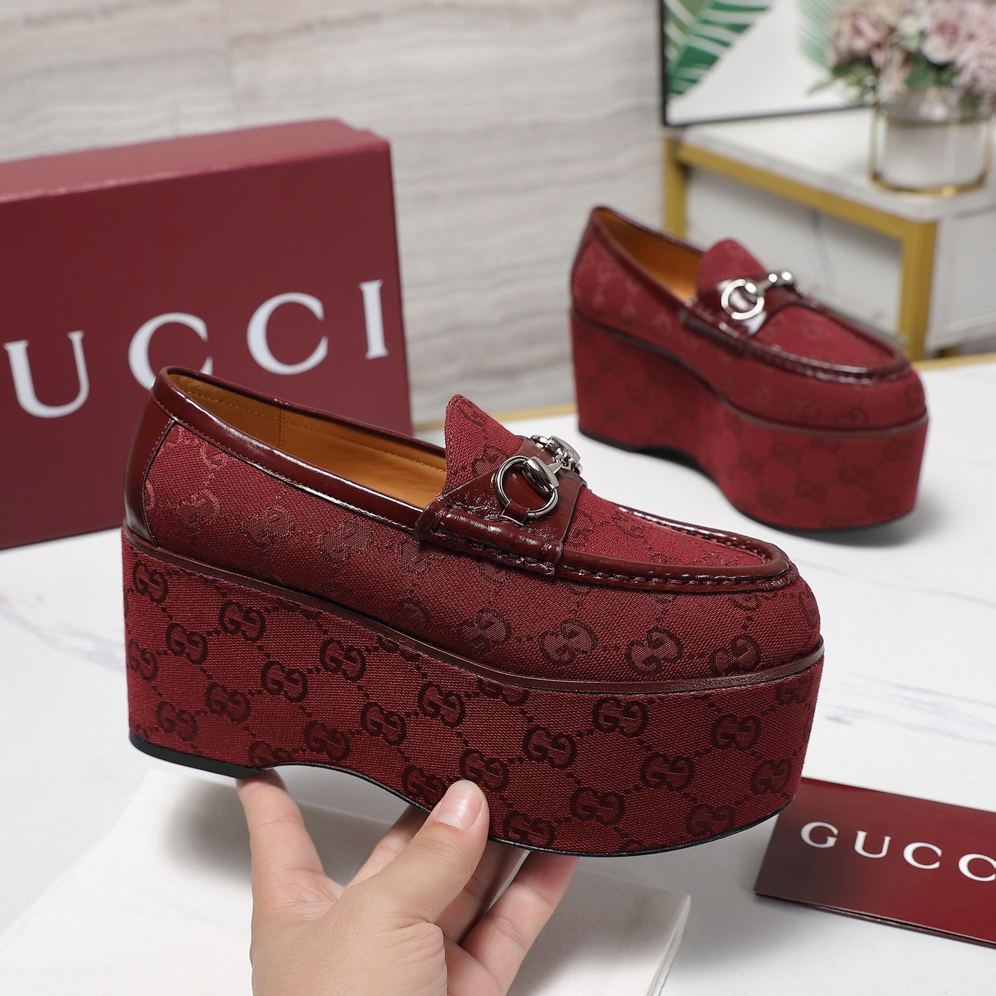 Gucci Women's Horse-bit Wedge Loafer