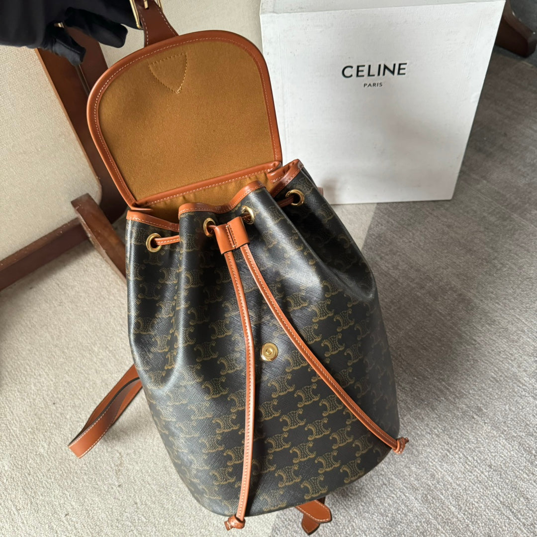 Celine Teen Clara Bag in Triomphe Canvas and calfskin