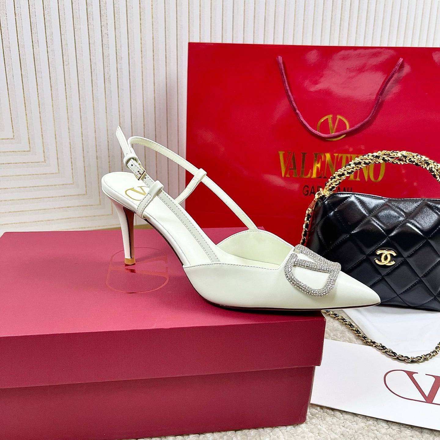 Valentino Crystal Elegance Satin Platforms