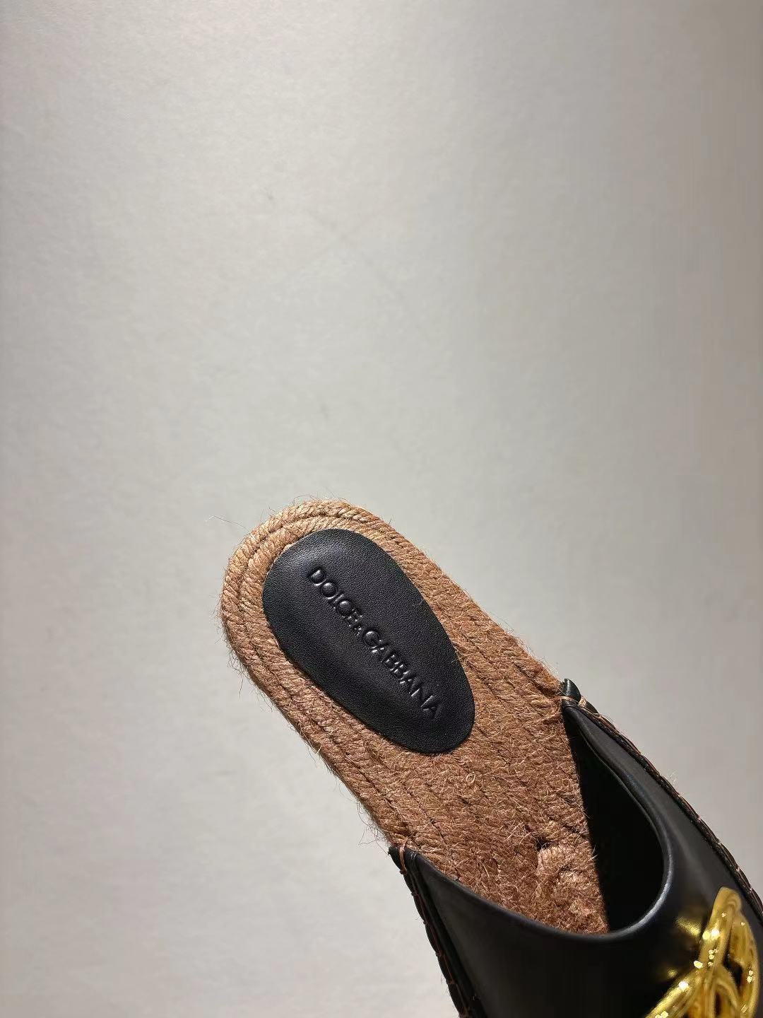 Dolce & Gabbana Woody Flat Logo Ribbon Slide Sandals