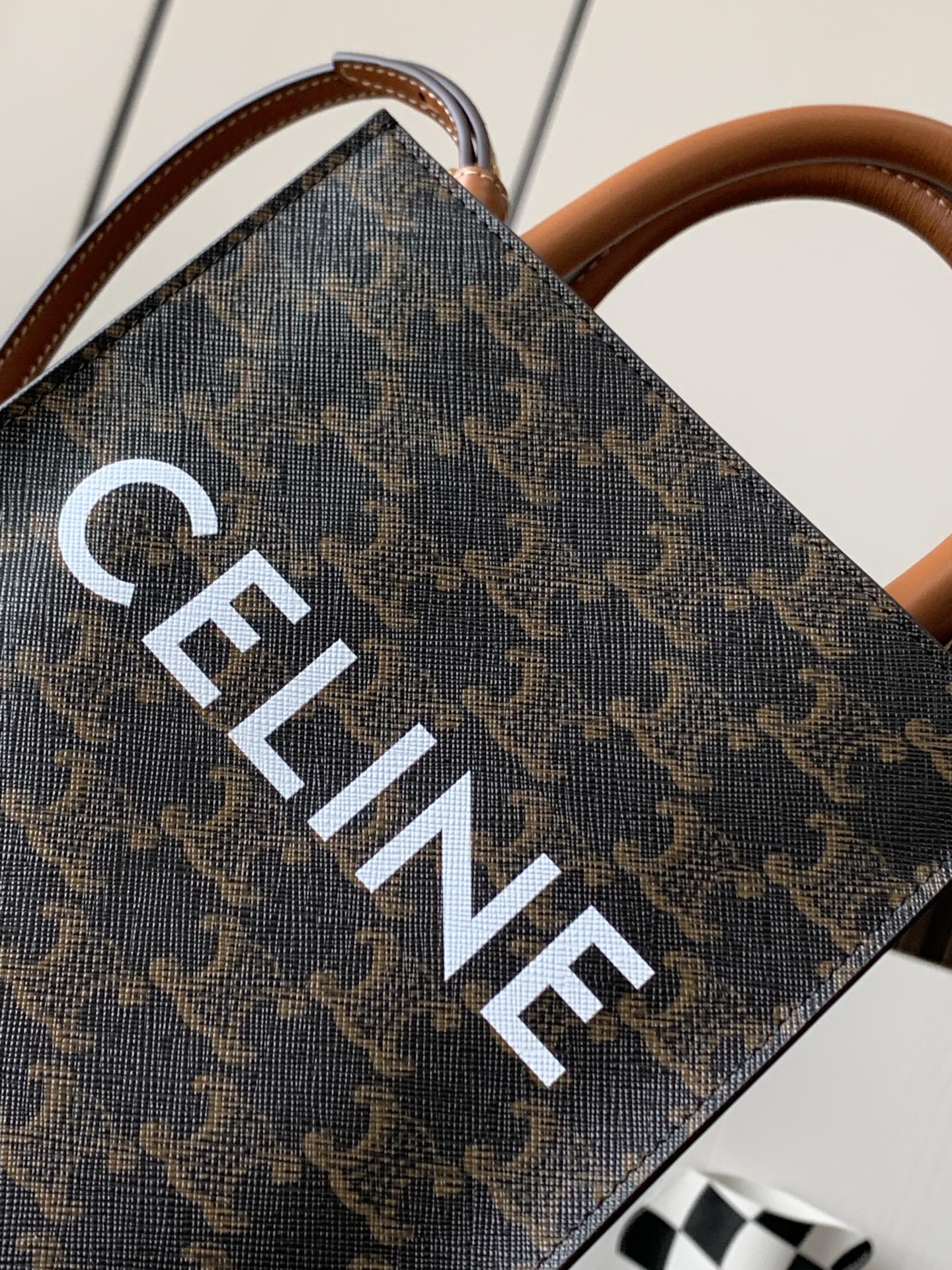 Celine Mini Vertical Cabas in Triomphe Canvas with Celine Print
