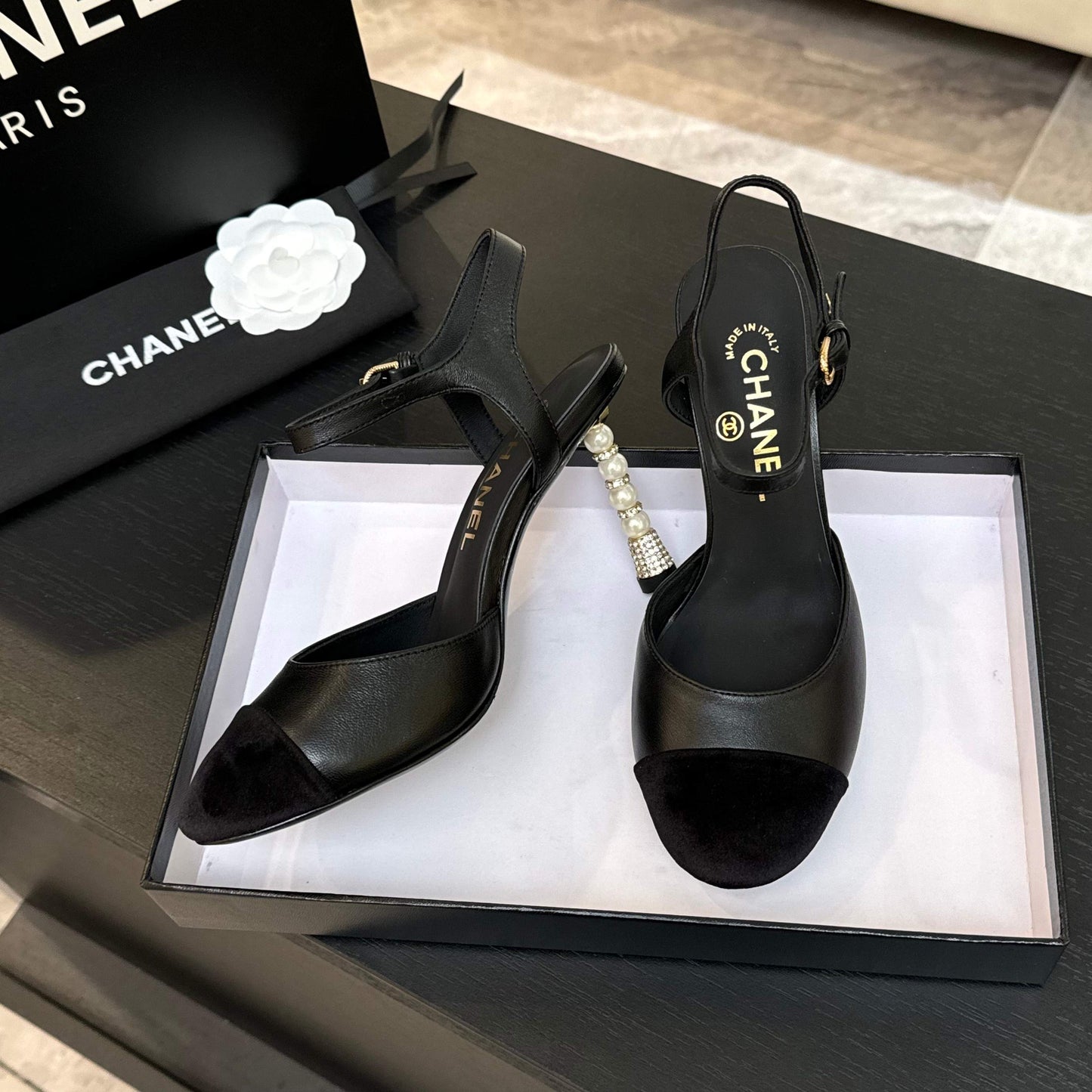 Chanel Elegant Suede Slide Mules