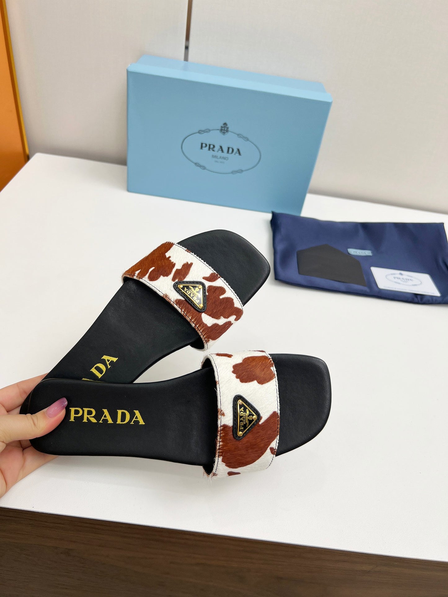 Prada Enameled Elegance Slides