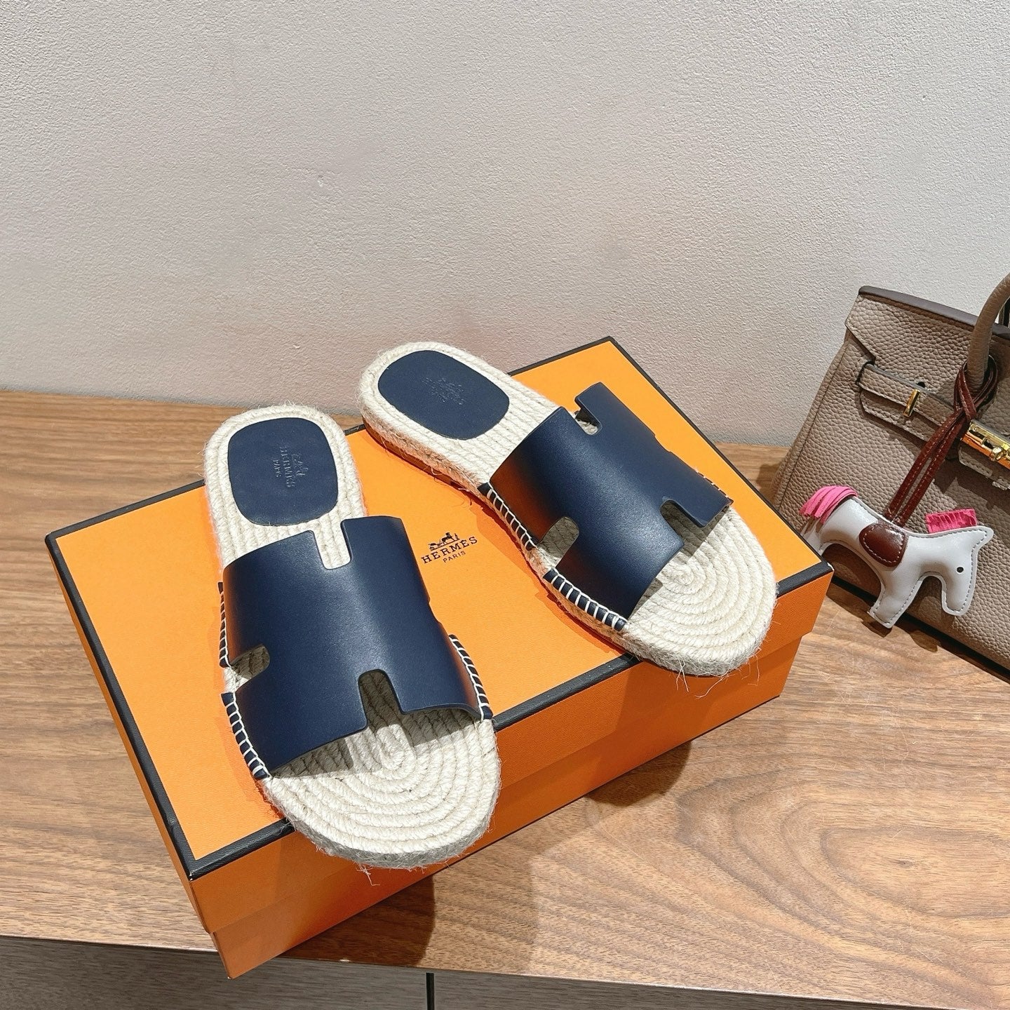 Hermes Elegant Calfskin Espadrille Sliders