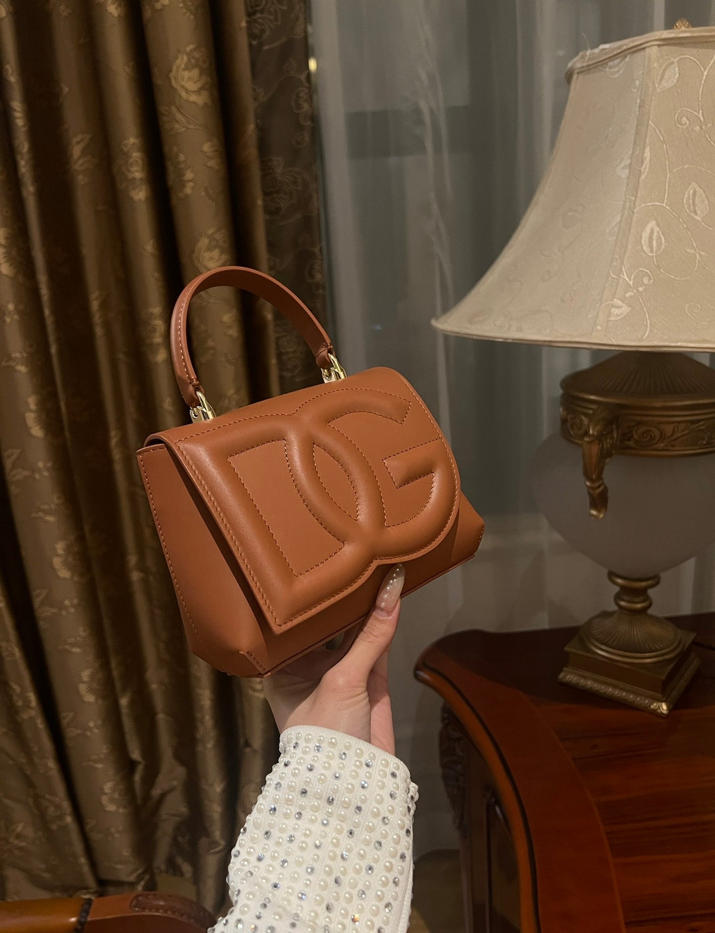 Dolce & Gabbana DG Logo Patent Leather Top-Handle Bag