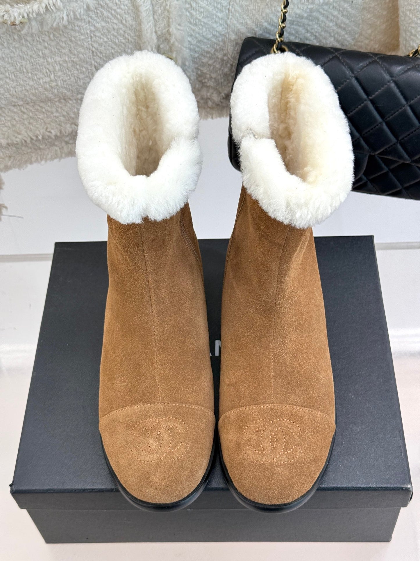 Chanel Bold Shearling & Amp; Suede Over-The-Knee Boots