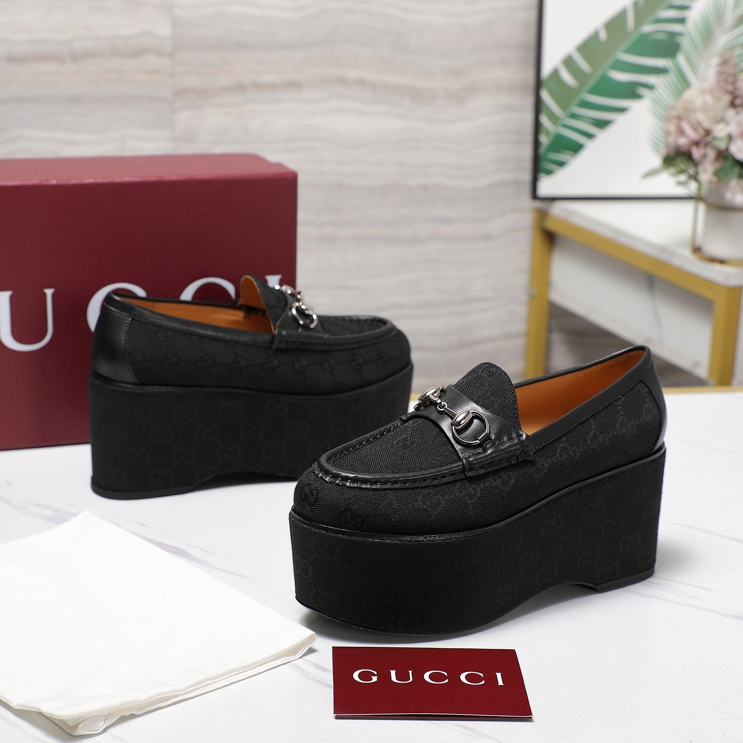 Gucci Women's Horse-bit Wedge Loafer