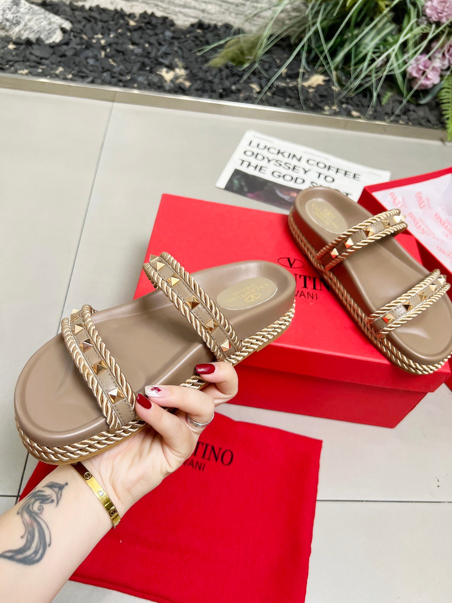 Valentino Glamour Black Studded Flatforms