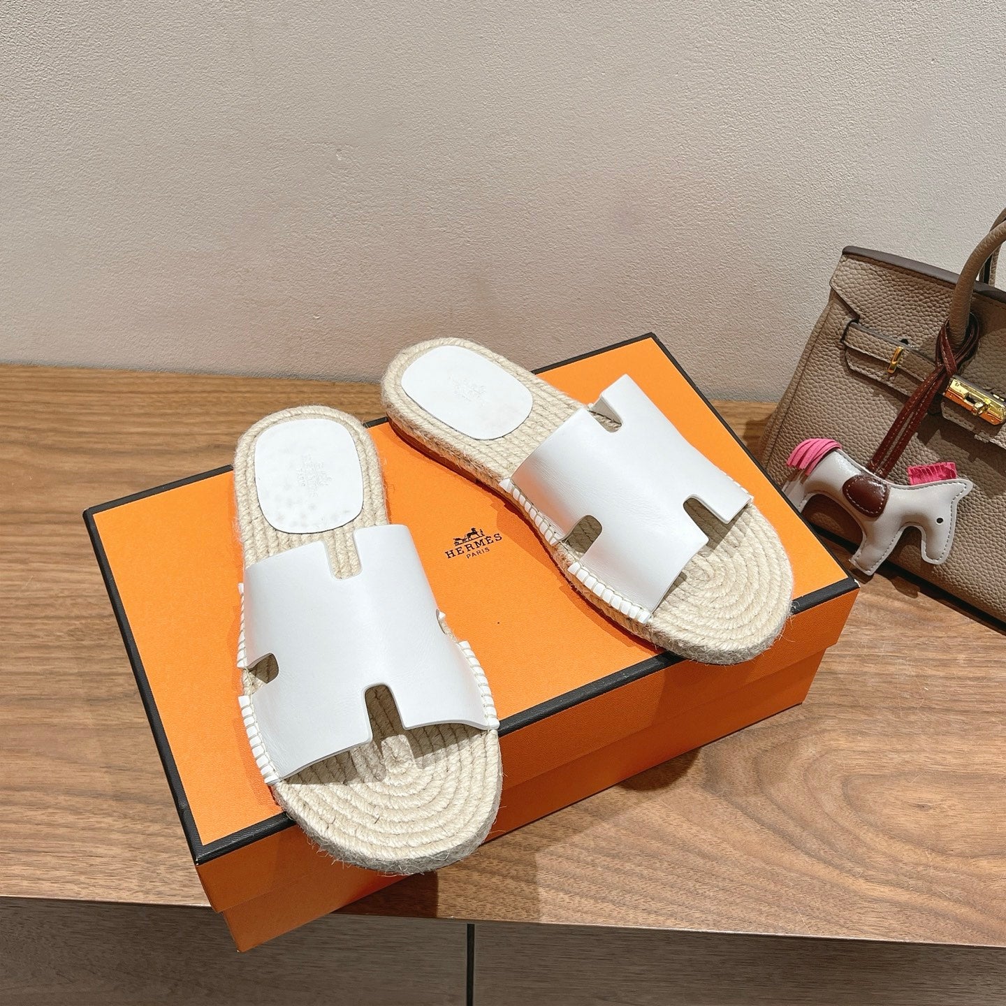 Hermes Elegant Calfskin Espadrille Sliders