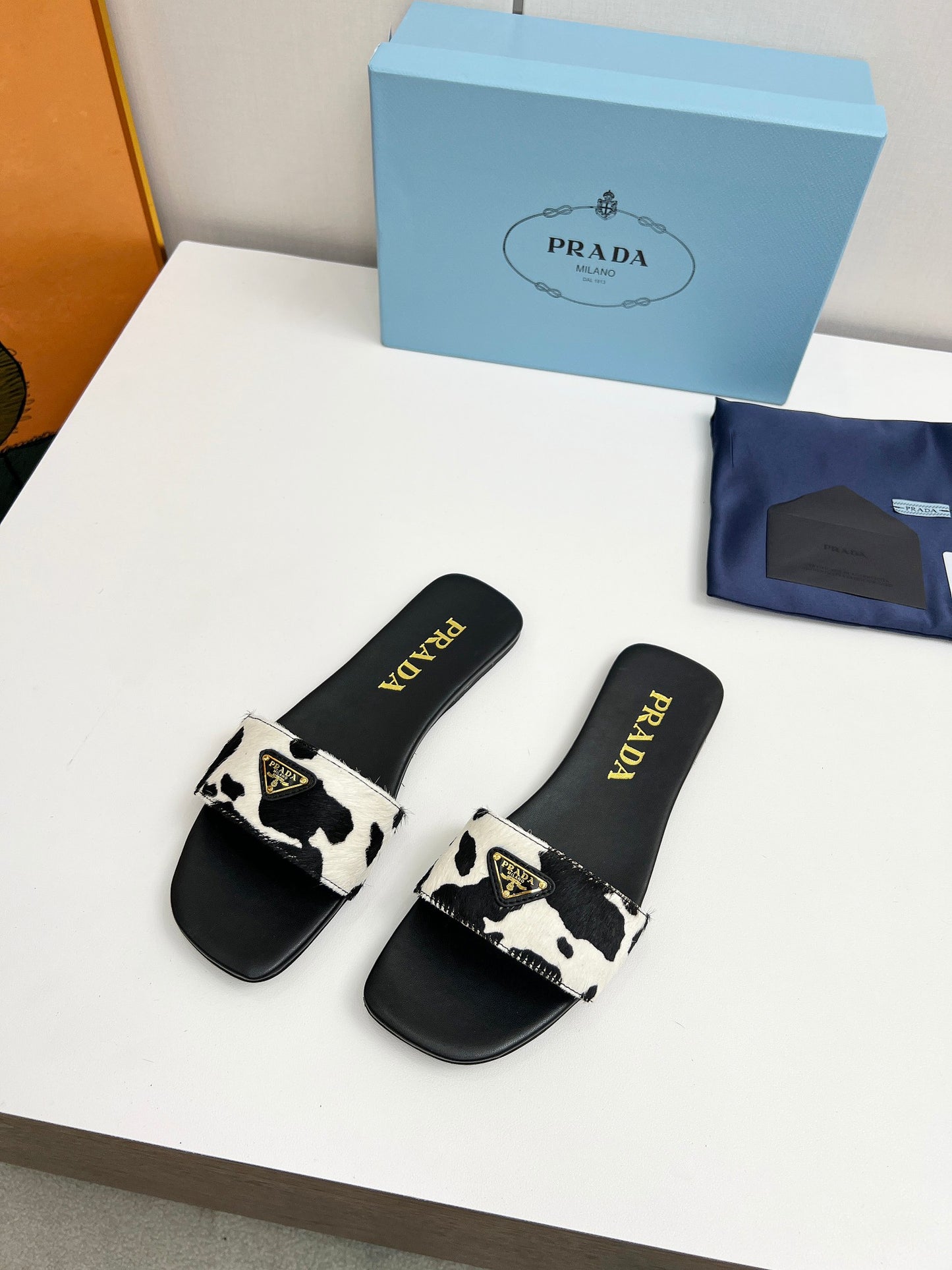 Prada Enameled Elegance Slides