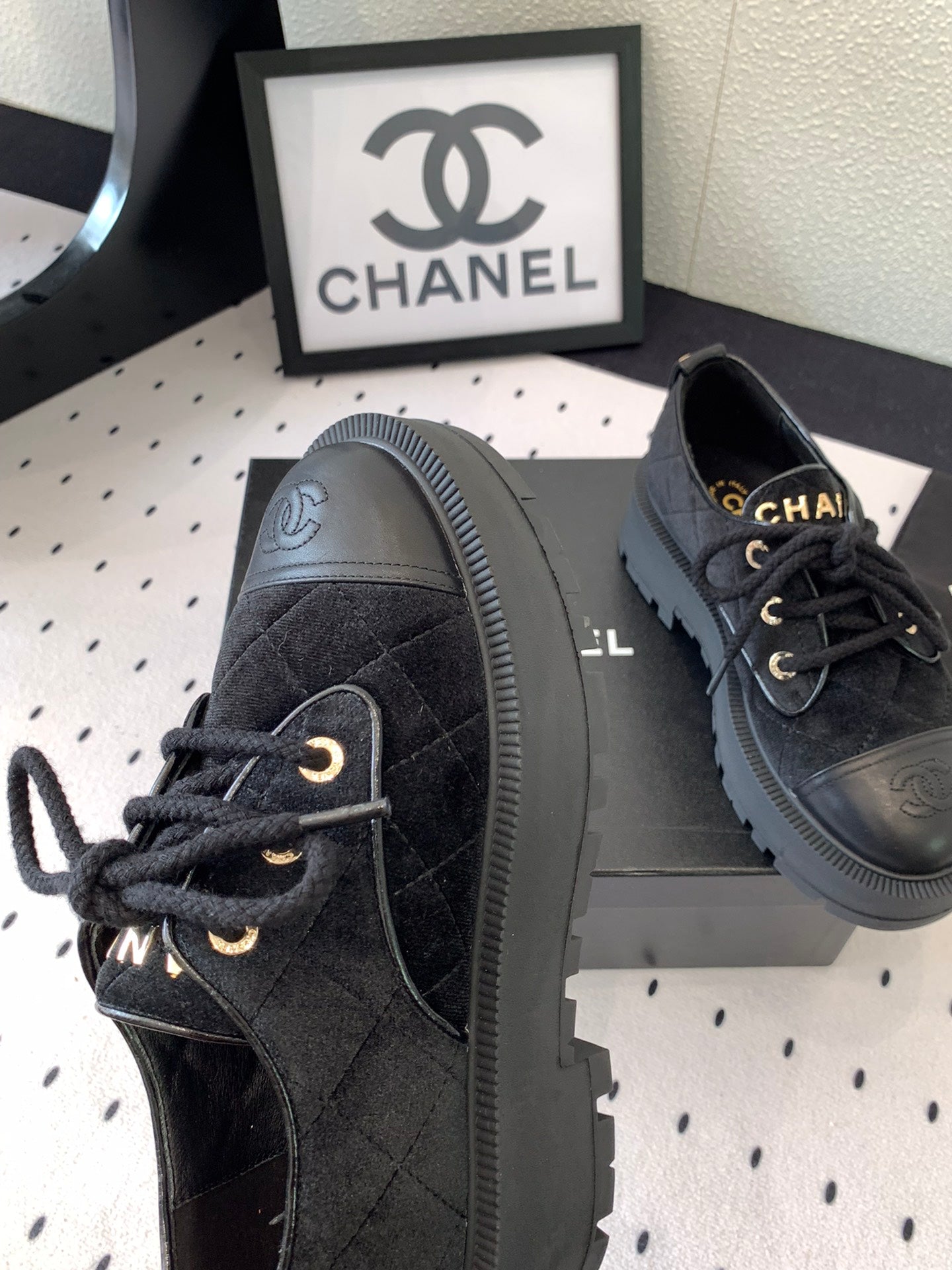 Chanel Elegant Perforated Suede Ankle Boots