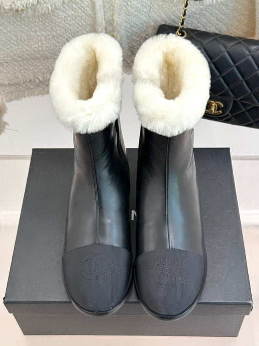 Chanel Bold Shearling & Amp; Suede Over-The-Knee Boots