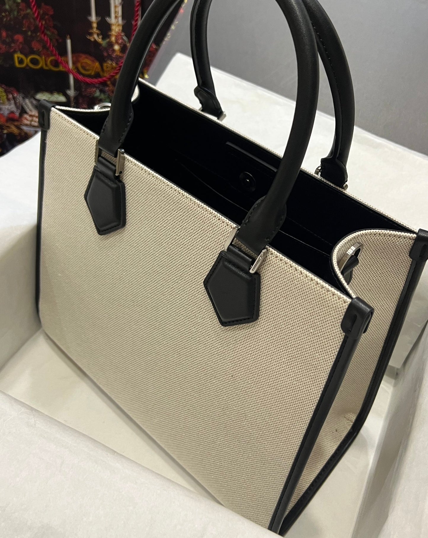 Dolce & Gabbana DG Logo Canvas Shopper Tote Bag