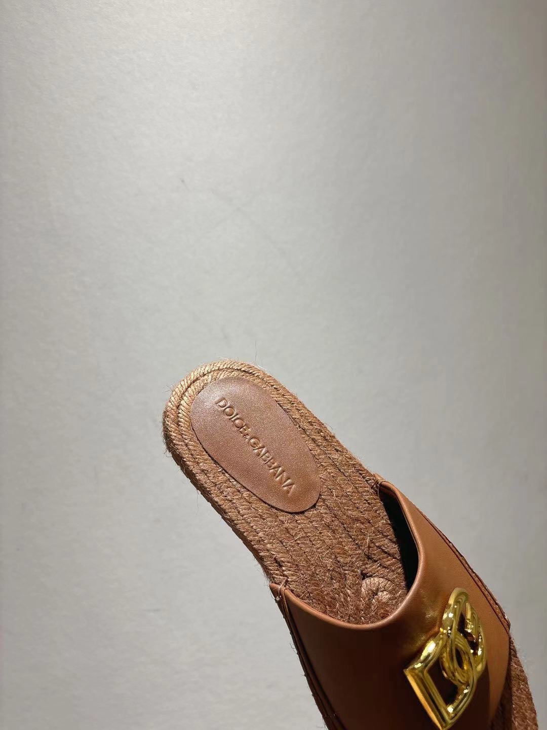 Dolce & Gabbana Woody Flat Logo Ribbon Slide Sandals