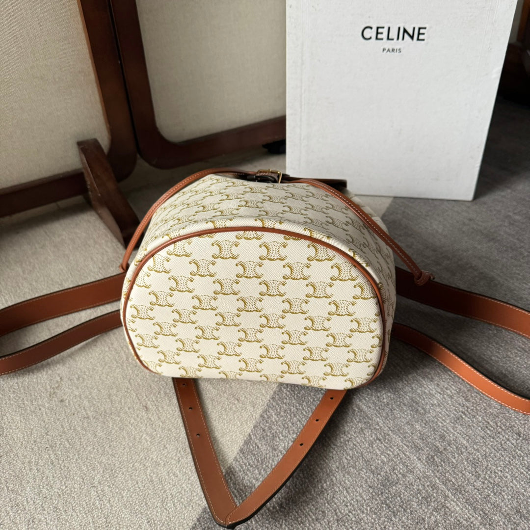Celine Teen Clara Bag in Triomphe Canvas and calfskin