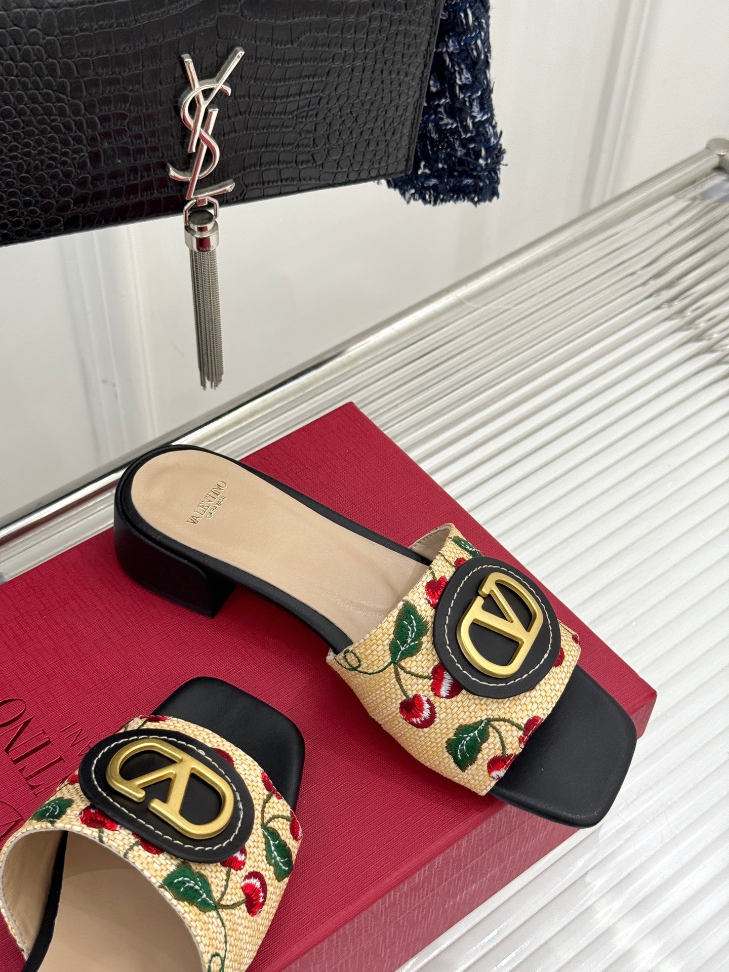 Valentino Cherry Elegance Slide Sandals