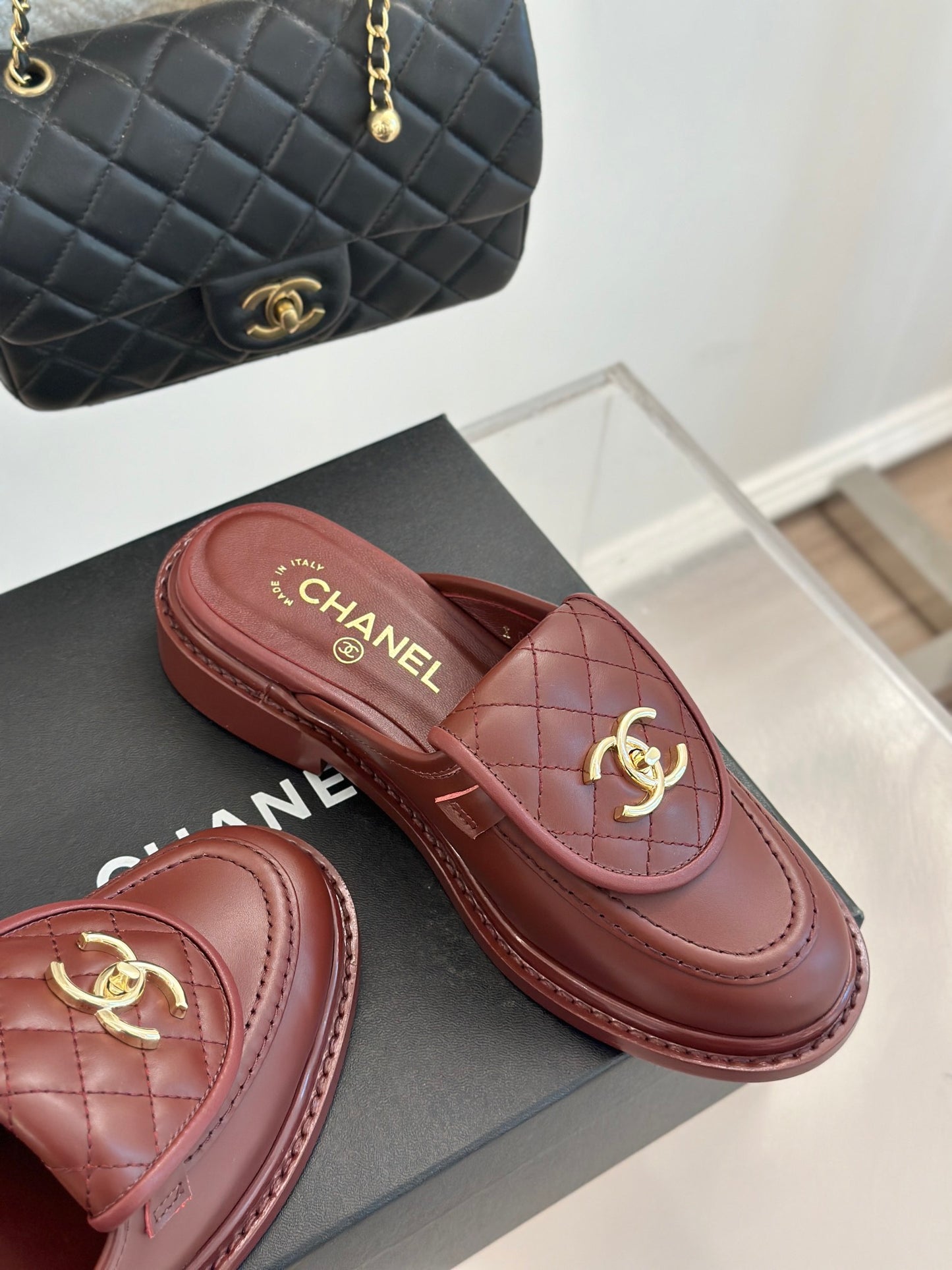 Chanel Elegant Turnlock Leather Loafers