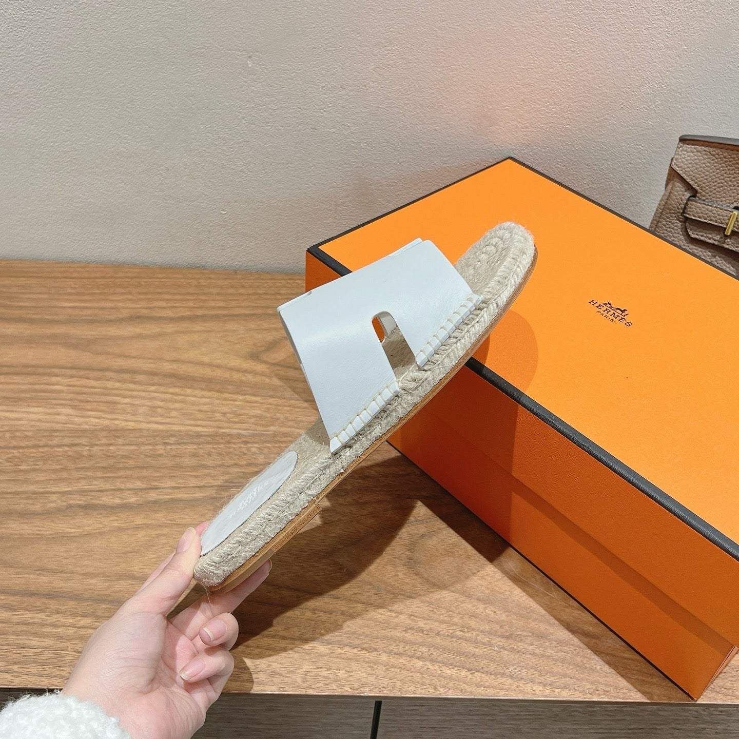 Hermes Elegant Calfskin Espadrille Sliders