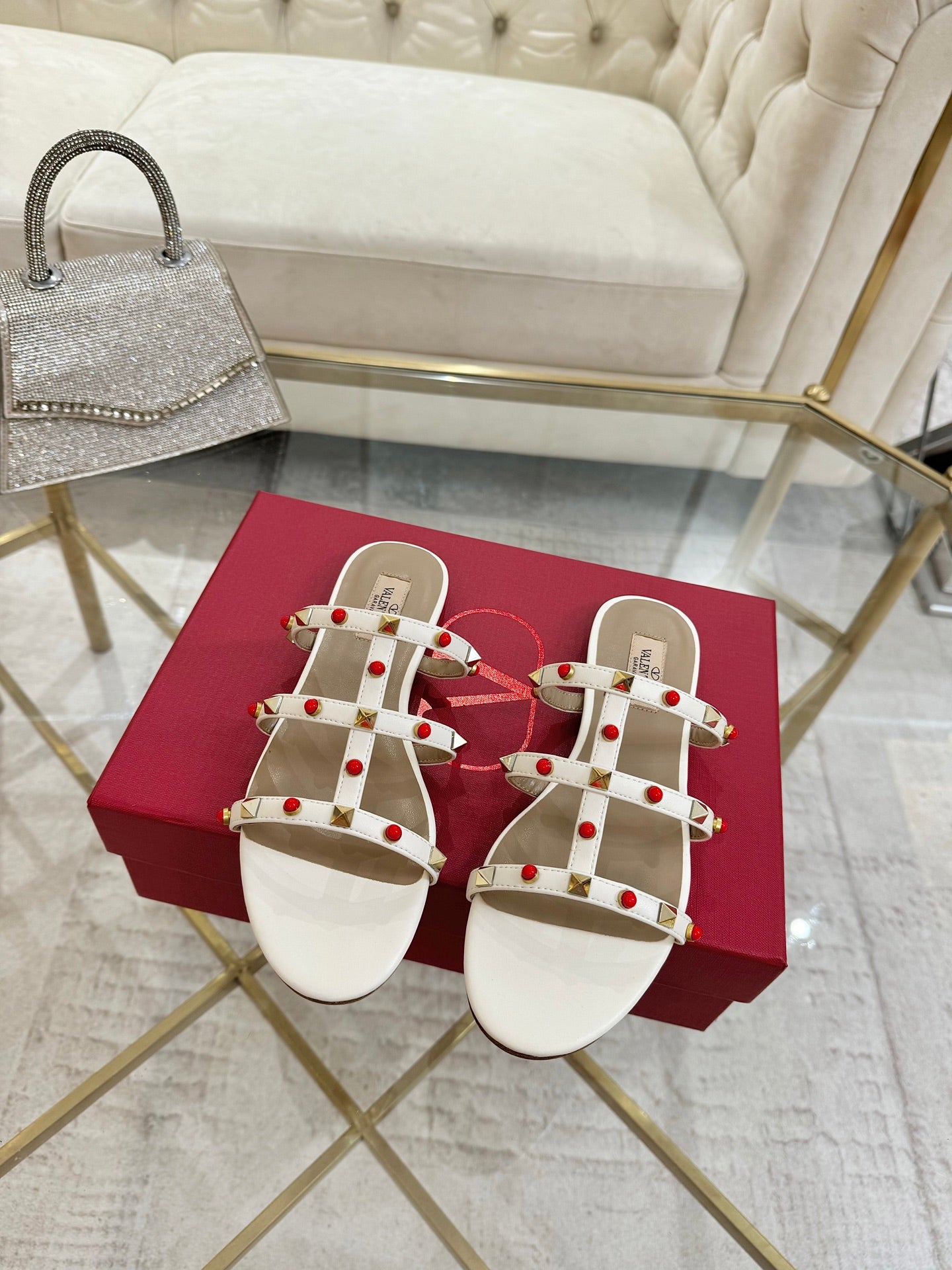 Valentino Cabochon Elegance Slide Sandal