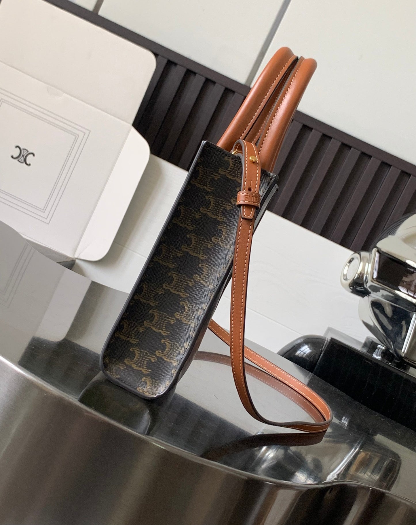 Celine Mini Vertical Cabas in Triomphe Canvas