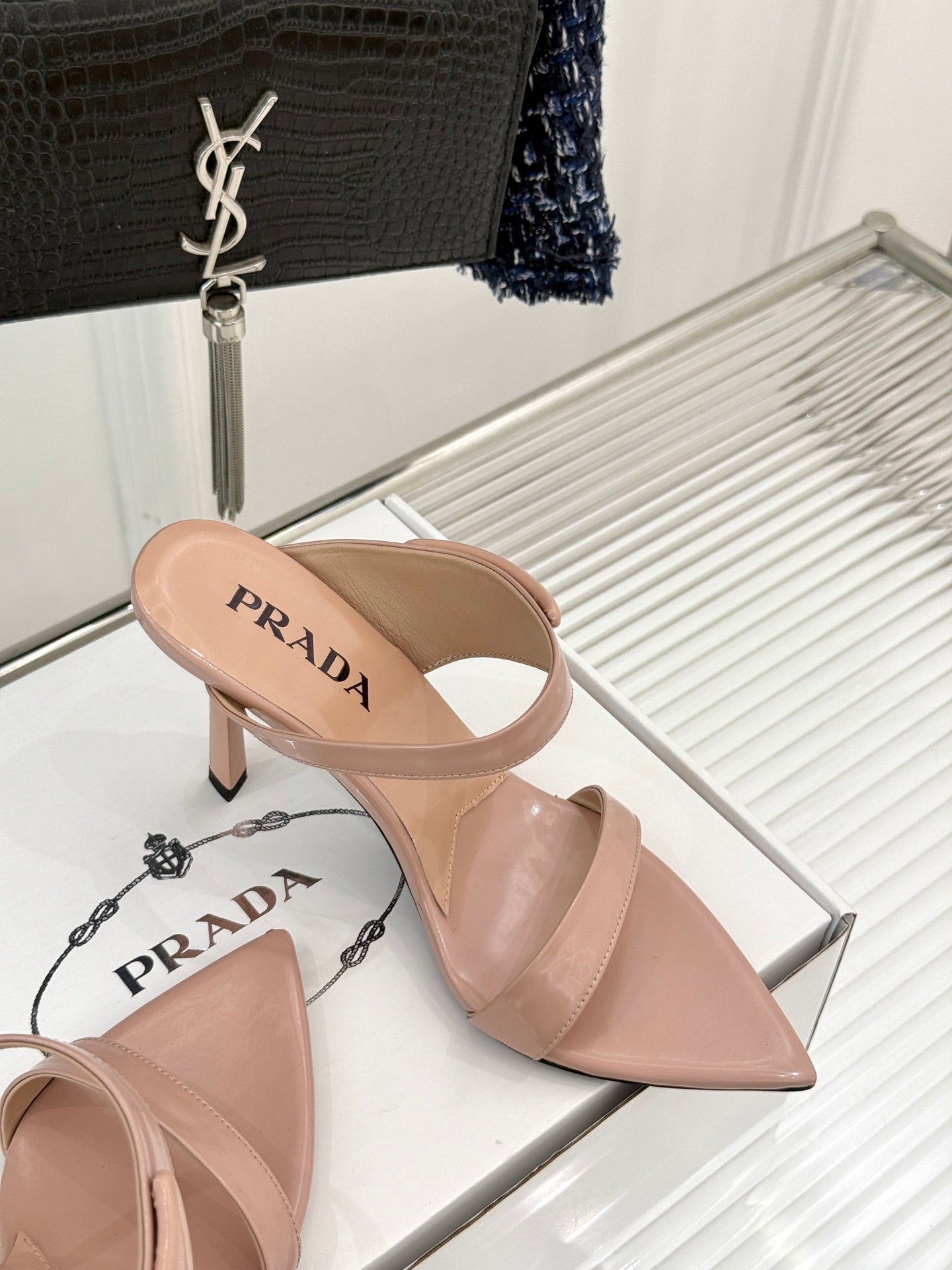 Prada Enameled Elegance Sandals