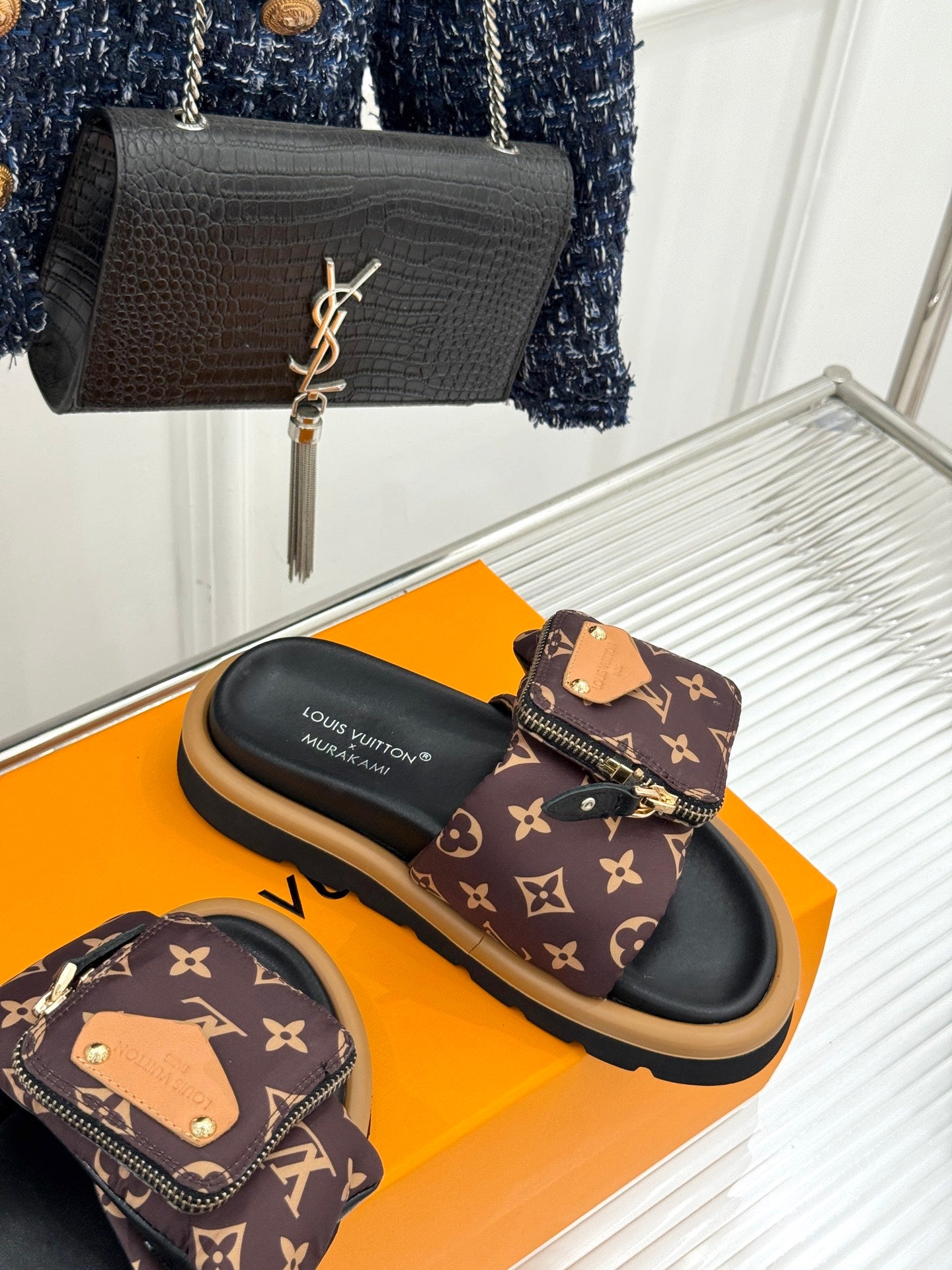 Louis Vuitton x Takashi Murakami-inspired slide sandals