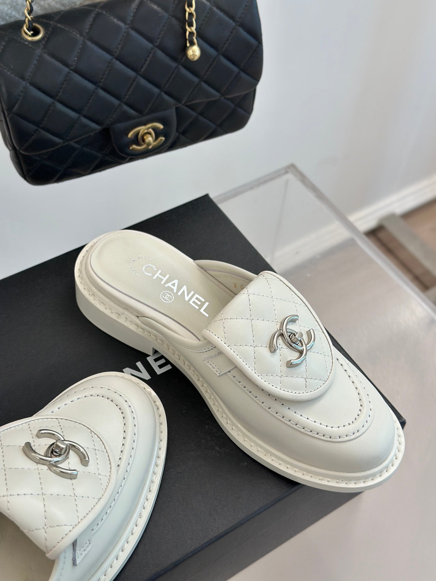 Chanel Elegant Turnlock Leather Loafers