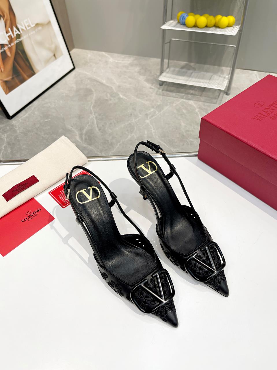 Valentino Rose Luxe Slingback Heels