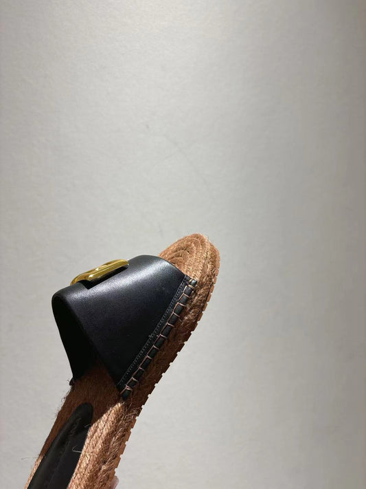 Dolce & Gabbana Woody Flat Logo Ribbon Slide Sandals