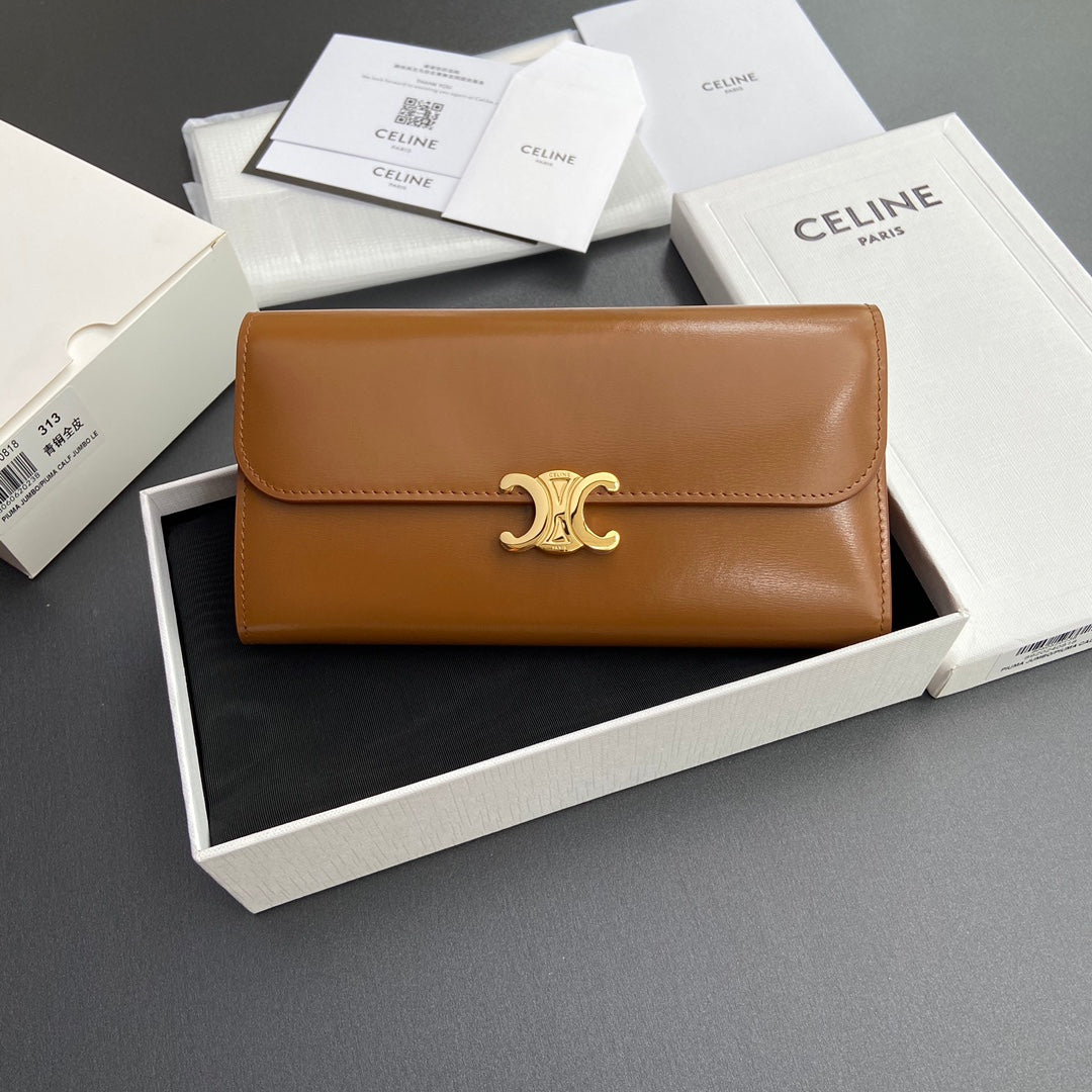 Celine Large Triomphe Wallet in Shiny Calfskin