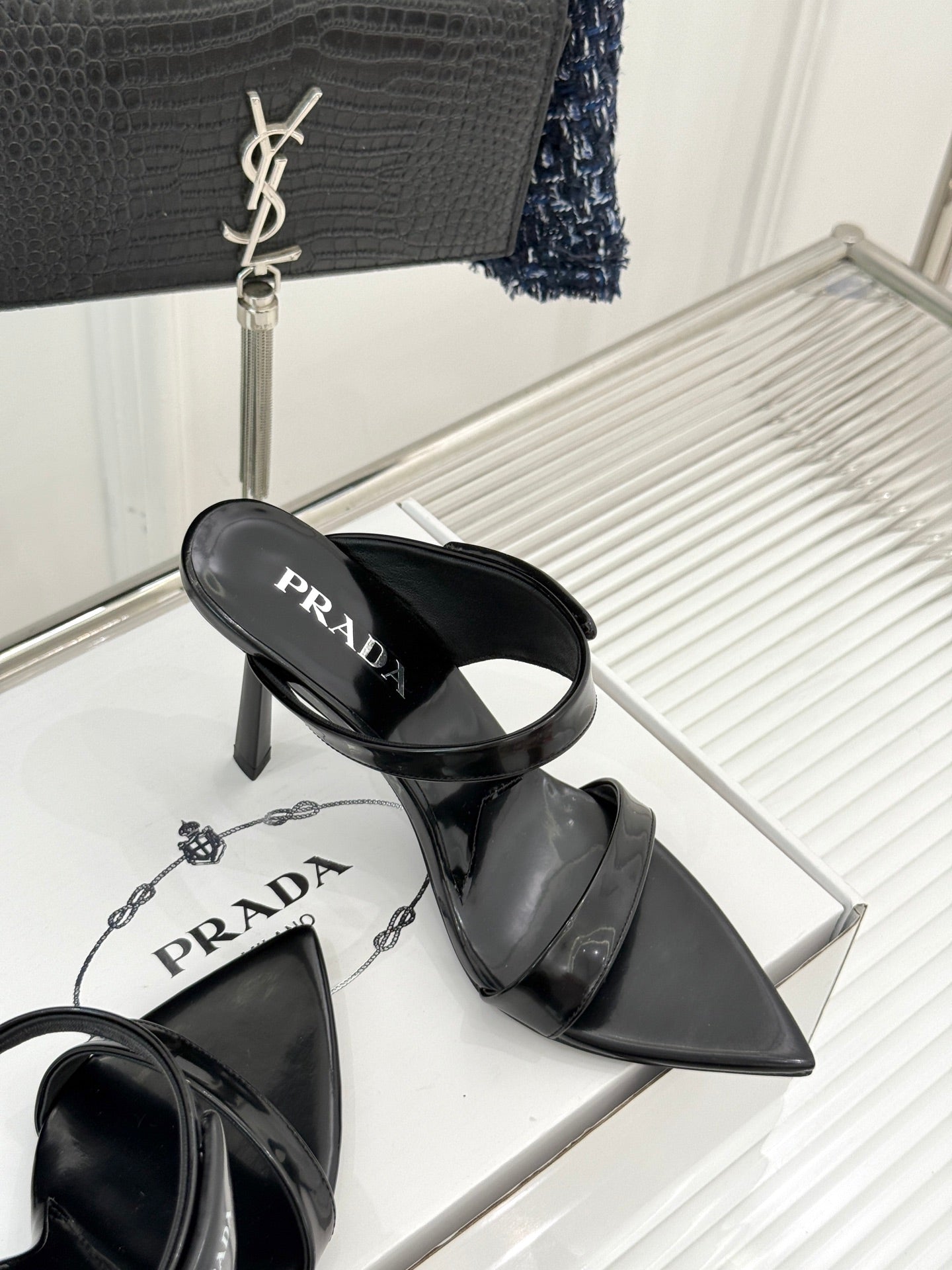 Prada Enameled Elegance Sandals
