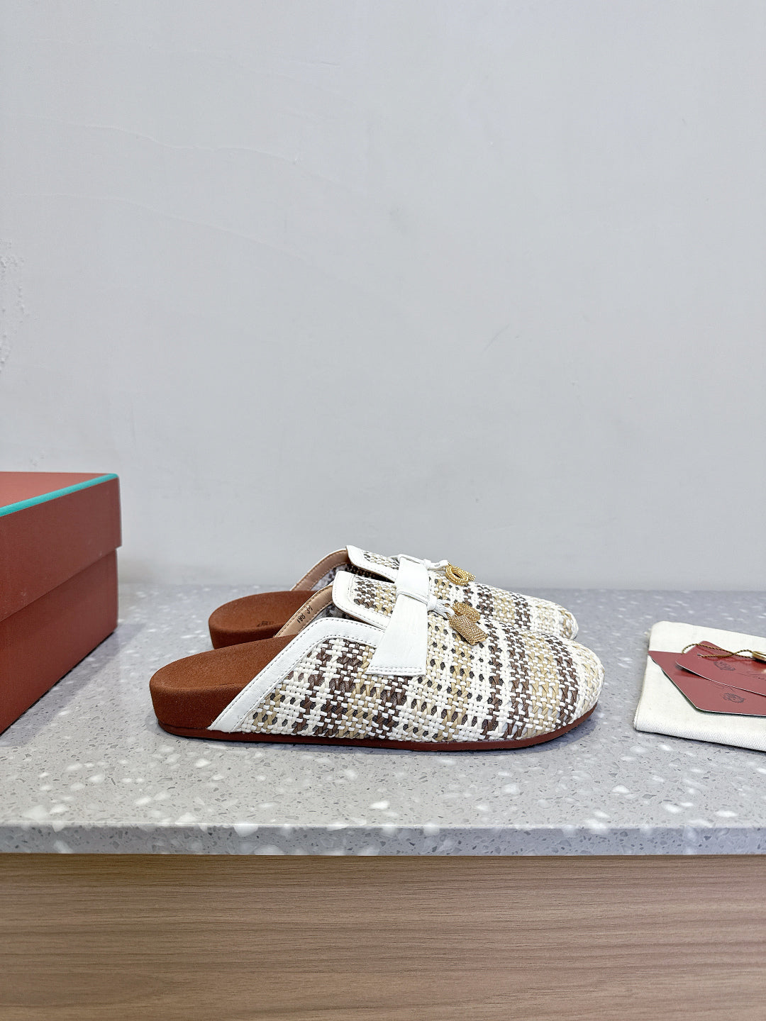 Loro Piana Raffia Tweed Elegance Slides