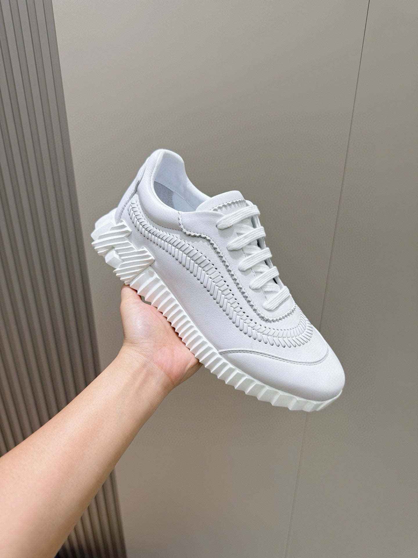 Hermes Elegant Mesh & Suede Bouncing Sneakers