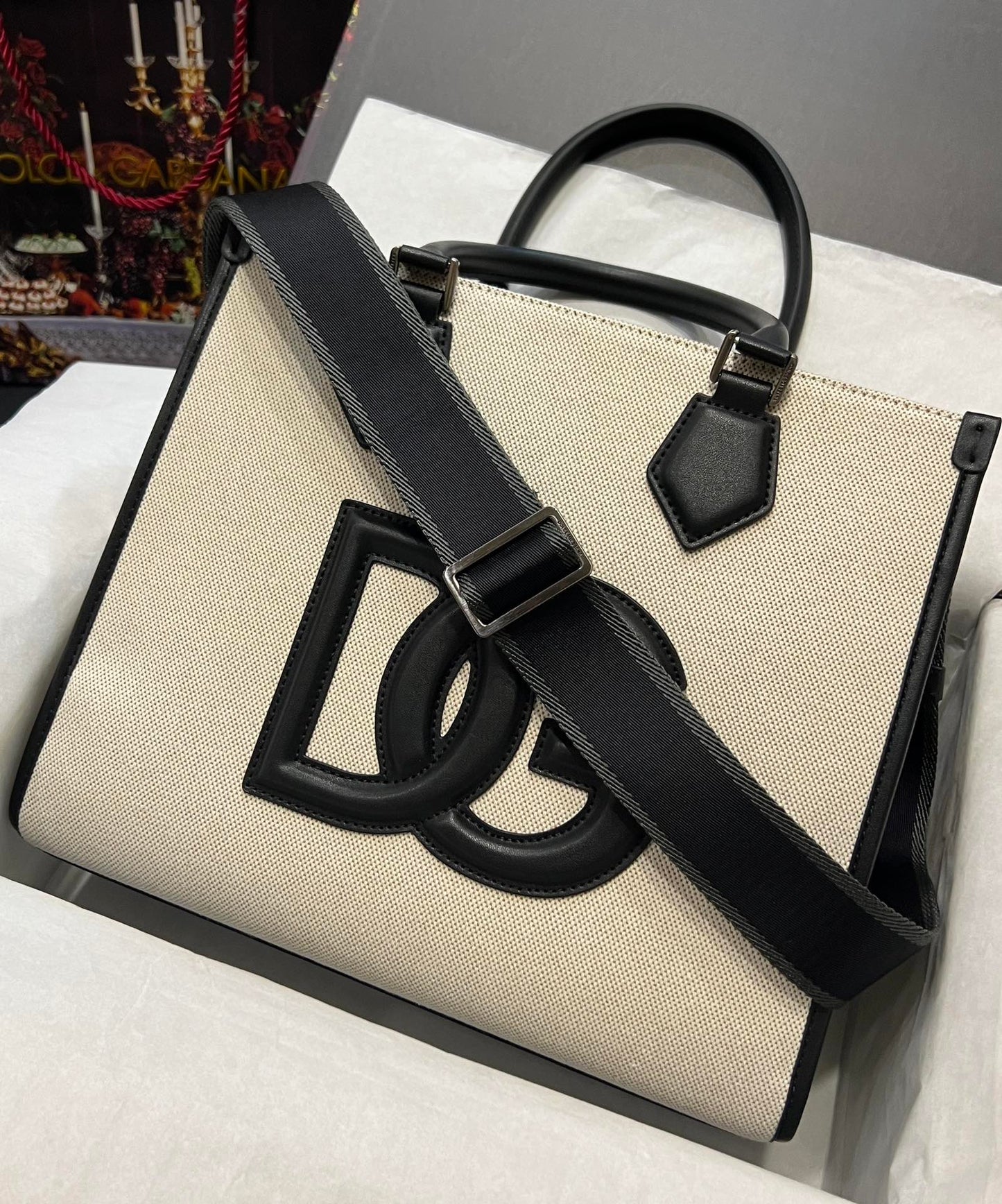 Dolce & Gabbana DG Logo Canvas Shopper Tote Bag