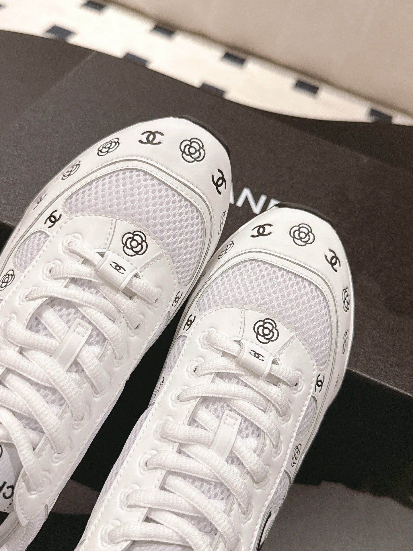 Chanel Tweed Suede Calfskin Sneakers