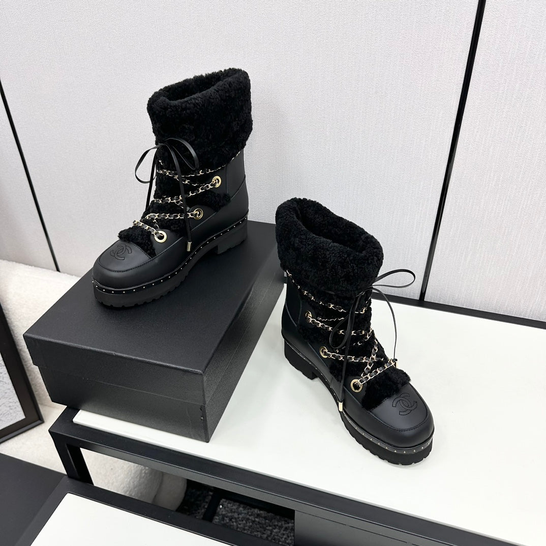 Chanel Plush Shearling Wanderlust Boots