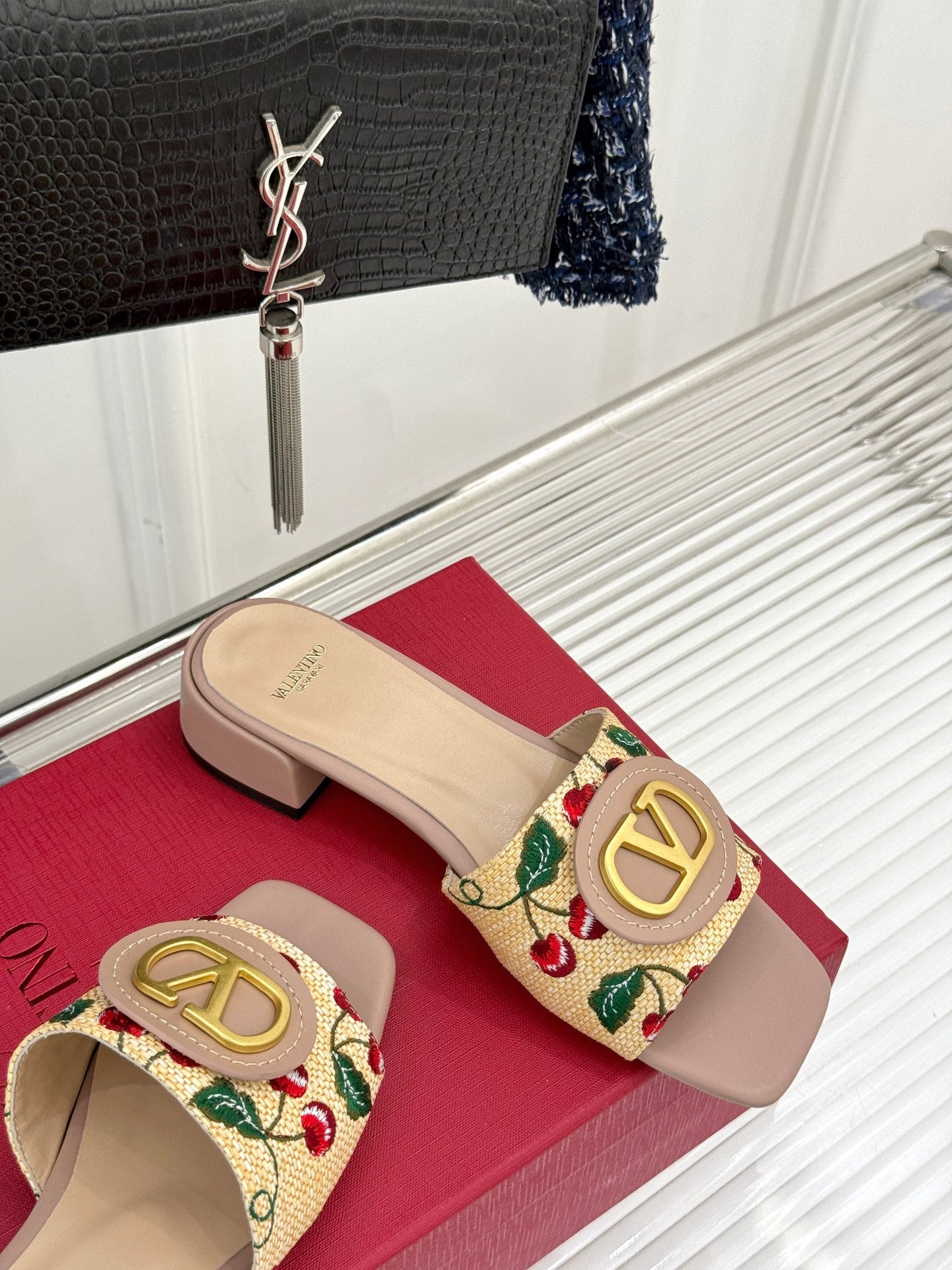 Valentino Cherry Elegance Slide Sandals