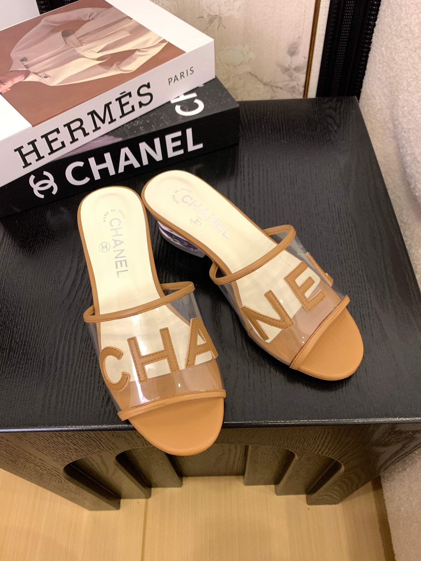Chanel Timeless PVC Logo Slides