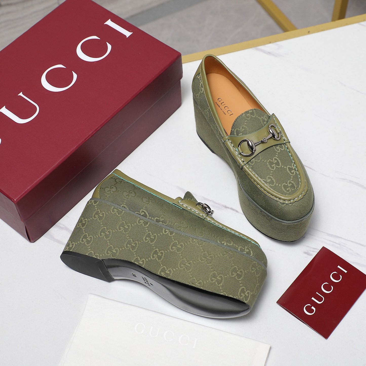 Gucci Women's Horse-bit Wedge Loafer