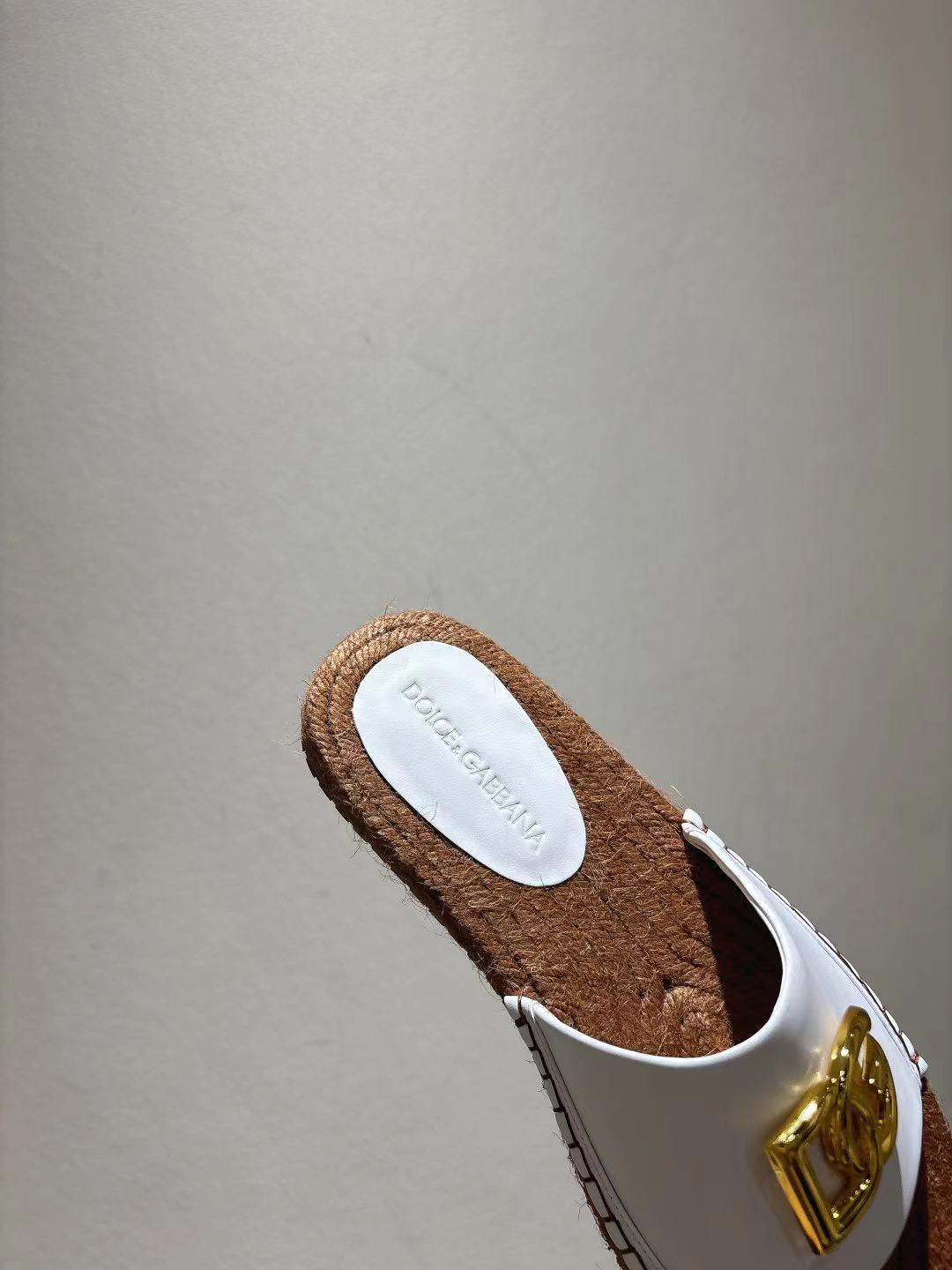 Dolce & Gabbana Woody Flat Logo Ribbon Slide Sandals