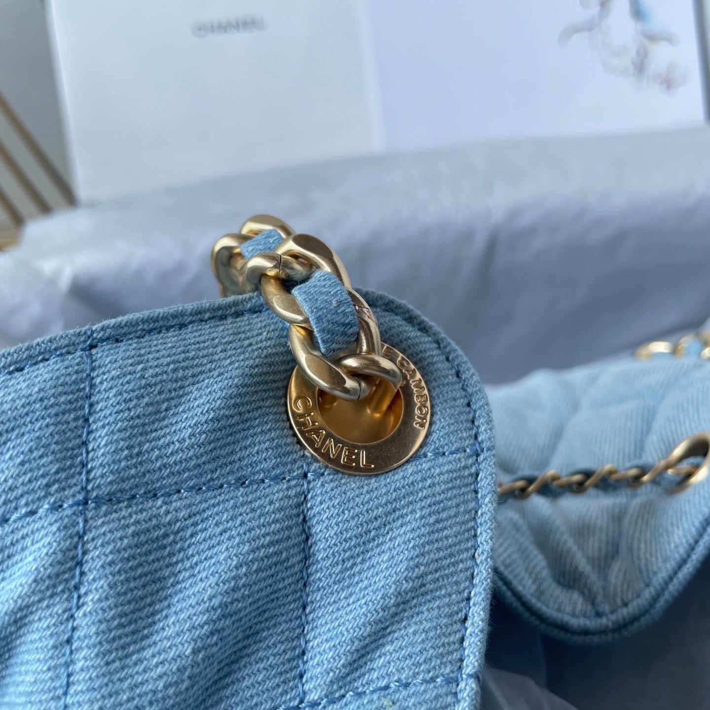 Chanel Quilted Denim Dream Bag