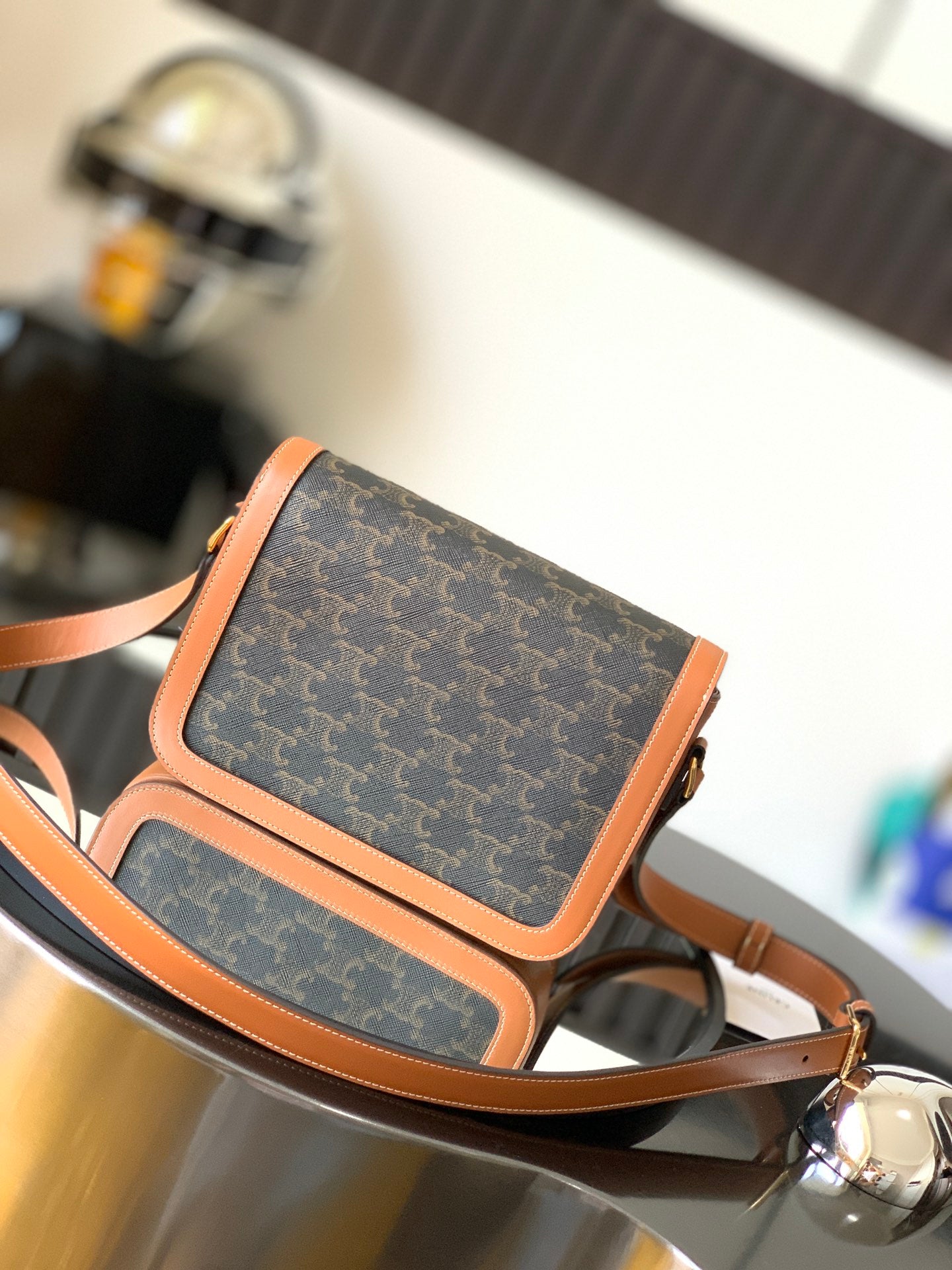 Celine Teen Triomphe Canvas and Calfskin Bag