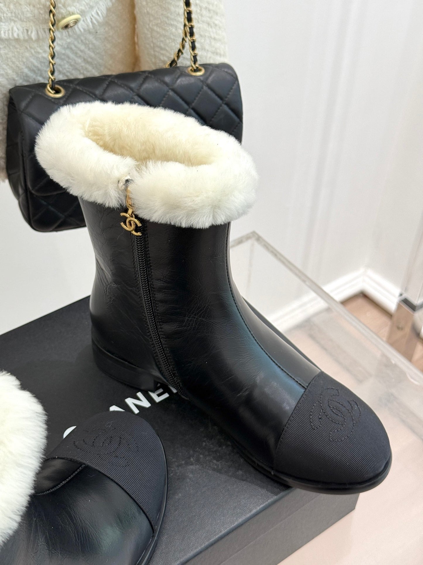 Chanel Bold Shearling & Amp; Suede Over-The-Knee Boots