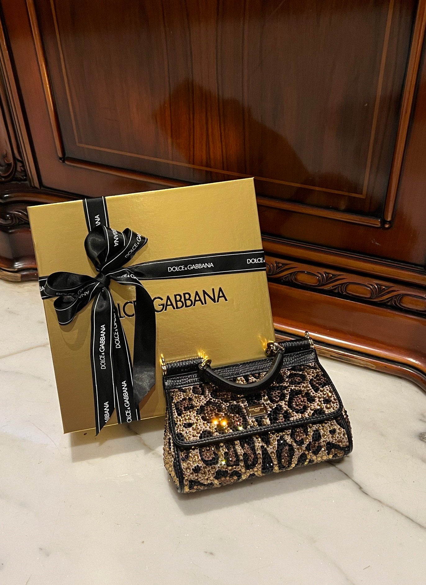 Dolce & Gabbana Medium Sicily Handbag in Leopard Print Calfskin