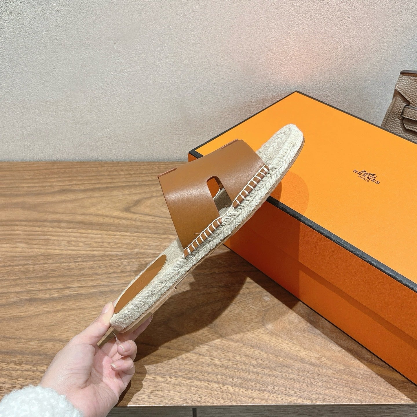 Hermes Elegant Calfskin Espadrille Sliders