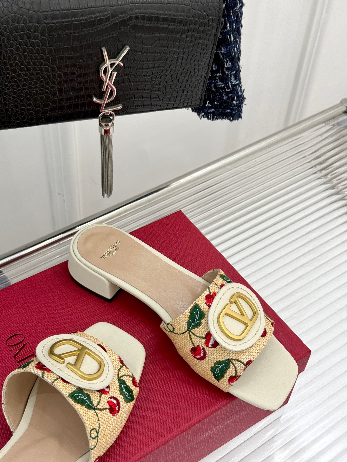 Valentino Cherry Elegance Slide Sandals