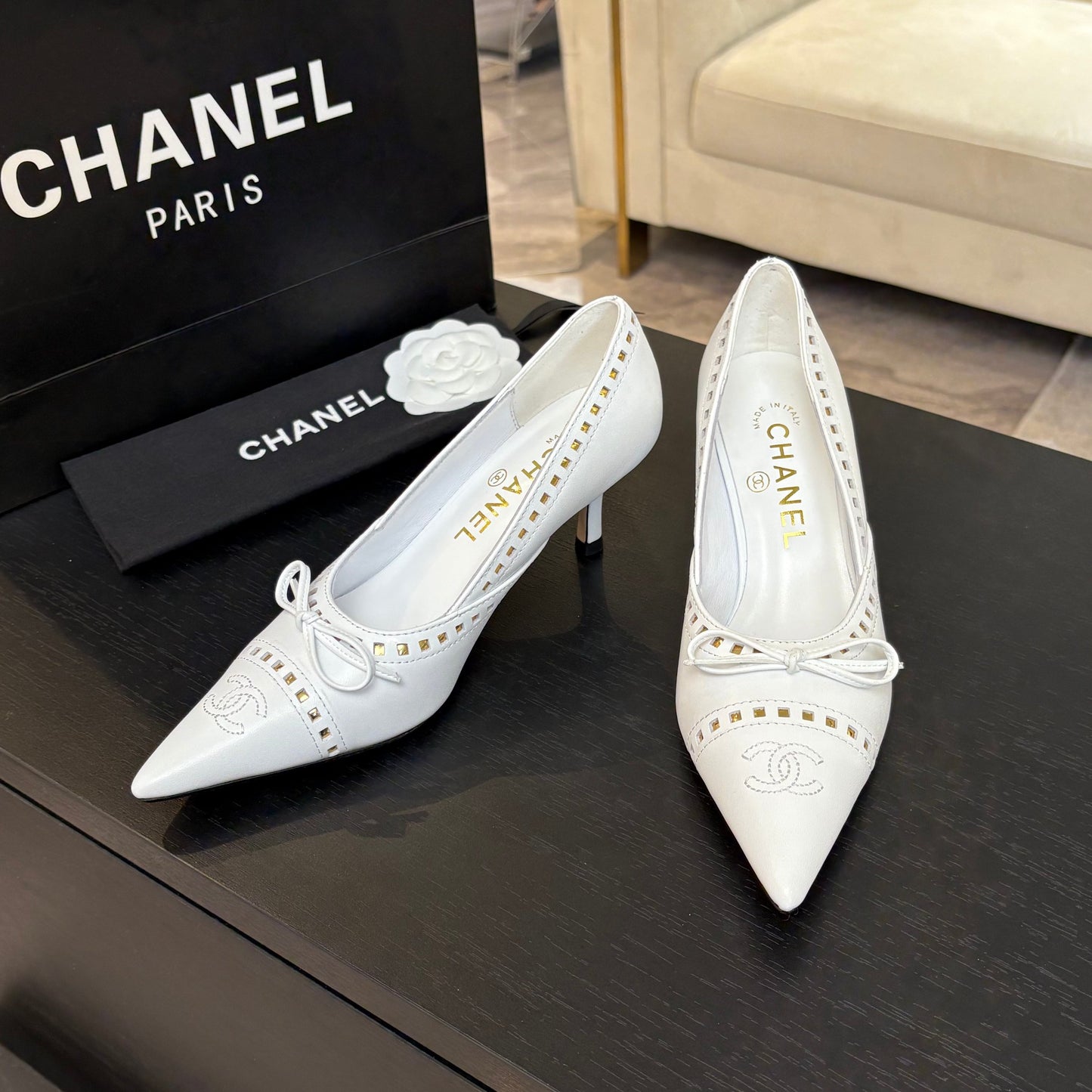 Chanel Elegant Turnlock Leather Loafers